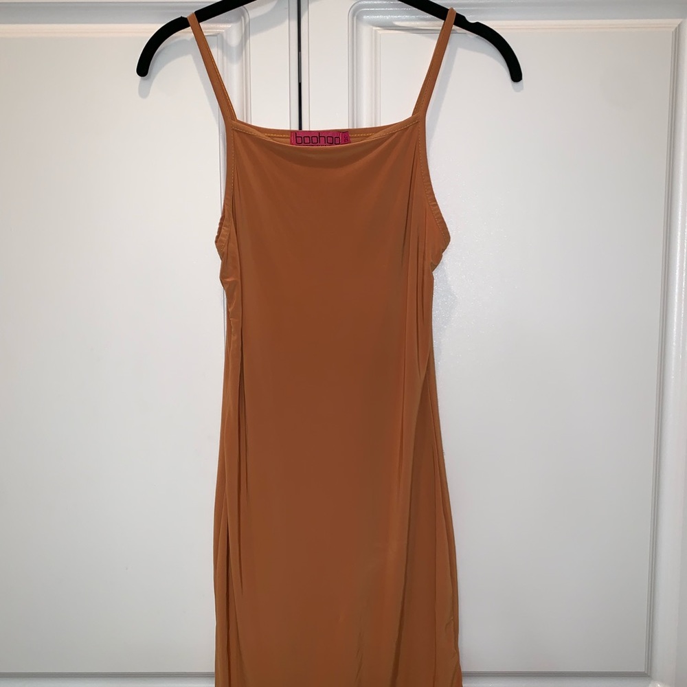 Tan Silk Dress
